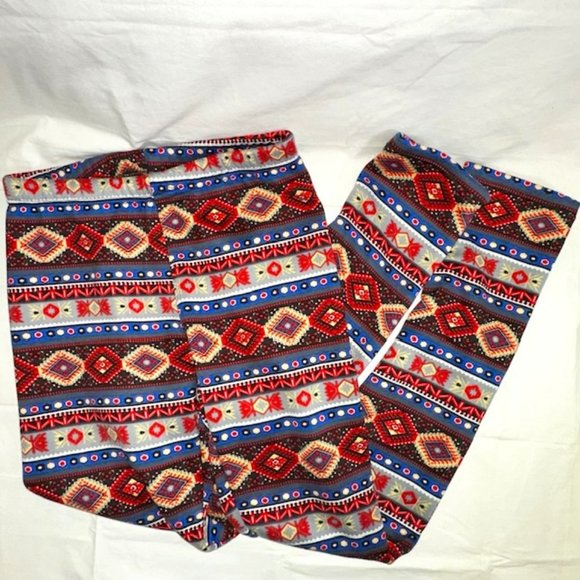 Fleece Lined Colorful Boho Leggings, Juniors Size 5 - Picture 2 of 10